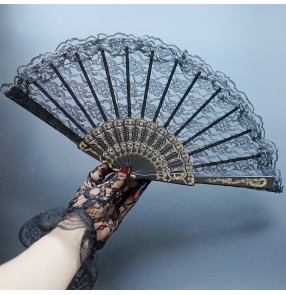 Women's spanish flamenco bull dance lace fans brides wedding photos studio stage performance drama cosplay fans