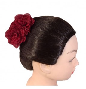 Women's Spanish flamenco dance red flowers latin ballet stage performance hair piece headdress