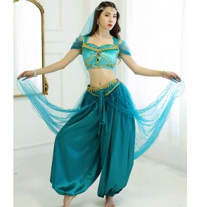 Women's Stage drama female adult belly dance Jasmine princess dressed in Indian Aladdin suits tops and skirts