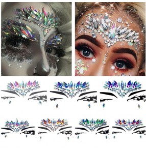 Women's stage performance jazz night club bar modern dance crystal face sticker masquerade cocktail party cosplay dance face stickers