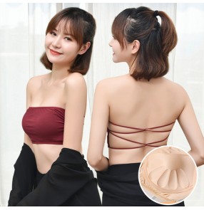 Women's strapless bra top wireless anti-slip underwear top wrap chest with bra pad for female