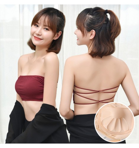 Latin Dance Dresses : Women's strapless bra top wireless anti-slip  underwear top wrap chest with bra pad for female