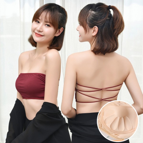 Women's strapless bra top wireless anti-slip underwear top wrap chest with  bra pad for female