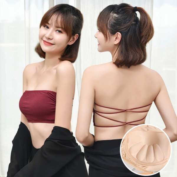 Women's strapless bra top wireless anti-slip underwear top wrap chest with bra  pad for female