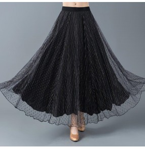 Women's striped ballroom dancing skirts stage performance professional waltz tango dance skirts