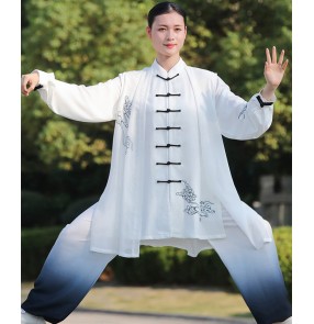 Women's Tai Chi kungfu uniforms gradient color martial arts performance competition wushu clothing