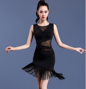 Women's tassels competition latin dance dresses female stage performance rumba salsa chacha dance dress