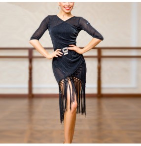 Women's tassels latin dresses salsa samba dance dresses skirts