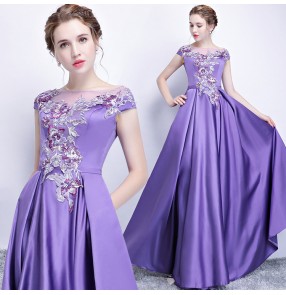 Women's violet evening dresses wedding party cocktail dresses bridesmaid model model show host singers chorus dresses