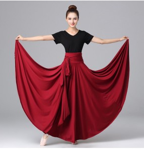 Women's wine flamenco dance skirts stage performance paso double dance spanish bull dance skirts for female