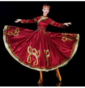 Women's wine Mongolian dance costumes minority stage performance Mongolia drama cosplay robes dress