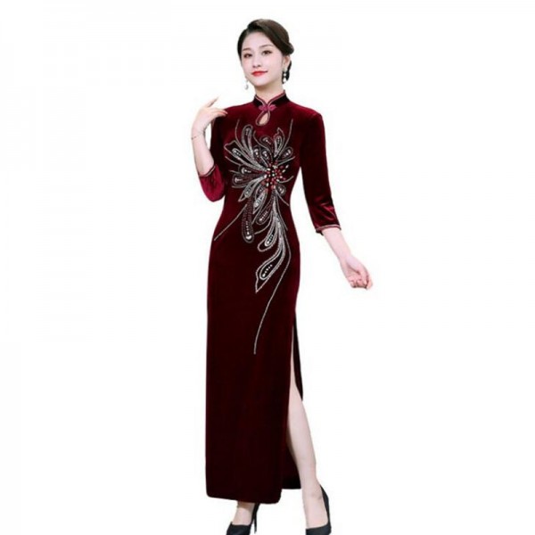 chinese velvet dress