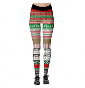 Women's yoga fitness workout gyms pants Christmas print fitness sports hip-lifting high-waist leggings