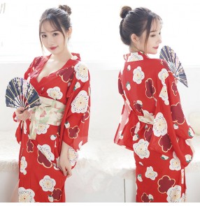 Women Sexy anime Cosplay Kimono Yukata With Obi Novelty Evening Dress Japanese Cosplay Costume Floral One Size