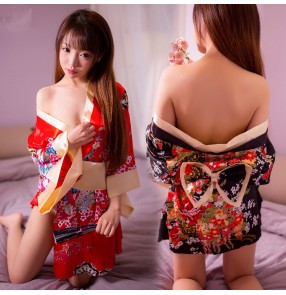 Women Sexy Anime Drama Cosplay Kimono lingerie Yukata With Obi Novelty Evening Dress Japanese Cosplay Costume Floral 