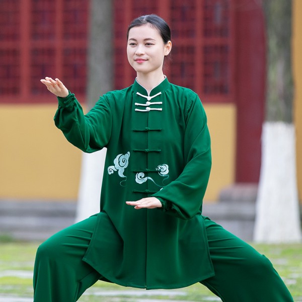 Women tai chi clothing green color kung fu uniforms tai ji 