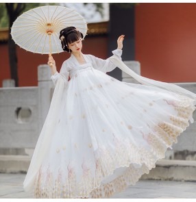 Women white hanfu fairy press tang ming qing dynsty drama film empress cosplay dresses photos studio dresses stage performance classical dance costumes