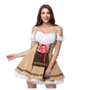 Womens German Bavarian Dirndl Dress Germany beer girls dresses Stage performance drama cosplay Oktoberfest Traditional Beer Girl Costume