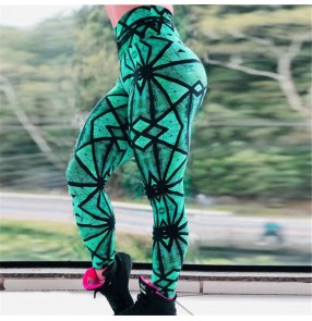 yoga running pants for women Spider pattern digital printing yoga leggings hip-up high waist fitness sweatpants women