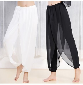 Yoga Sports ballet dance rhyme yoga clothes white black chiffon dance clothes fitness clothes women gauze pants