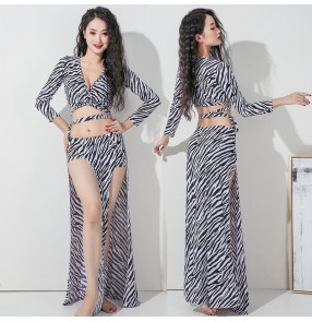 Zebra Printed Belly dance costumes for women Fashion zebra pattern belly dance practice dresses belly dance tops and skirts